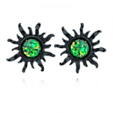 Blackline Opal Sun Ear Stud Earrings