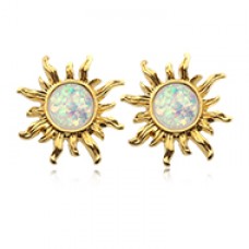 Golden Opal Sun Ear Stud Earrings