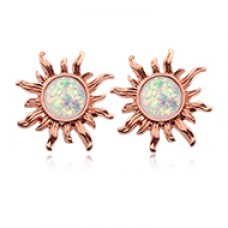 Rose Gold Opal Sun Ear Stud Earrings