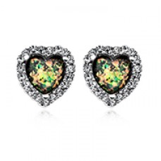 Beloved Heart Opal Ear Stud Earrings