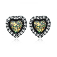 Blackline Beloved Heart Opal Ear Stud Earrings