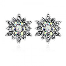 Opal Chrysanthemum Flower Ear Stud Earrings