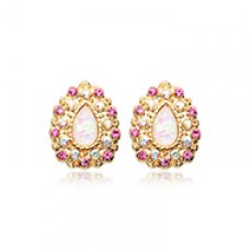 Golden Eirene Opal Ear Stud Earrings