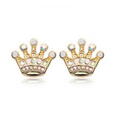 Golden Crown Jewel Multi-Gem Ear Stud Earrings
