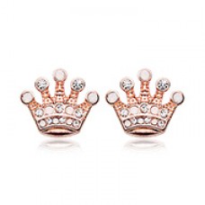 Rose Gold Crown Jewel Multi-Gem Ear Stud Earrings