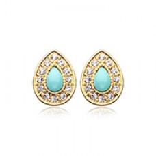 Golden Avice Turquoise Multi-Gem Ear Stud Earrings