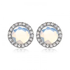 Round Crown Faceted Jeweled Ear Stud Earrings