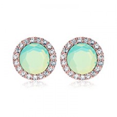 Rose Gold Round Crown Faceted Jeweled Ear Stud Earrings