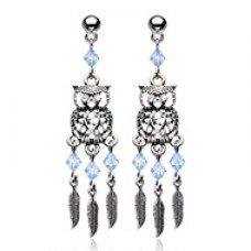Guardian Owl Dreamcatcher Feather Earring