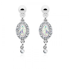 Opal Elegance Dangle Ear Stud Earrings