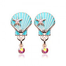 Rose Gold Ariel's Seashell Star Ear Stud Earrings