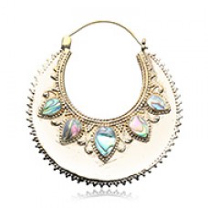 Golden Peacock Brass Ear Hoop Earrings