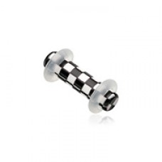 Checker Stripe Acrylic No Flare Ear Gauge Plug
