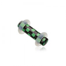 Checker Stripe Acrylic No Flare Ear Gauge Plug