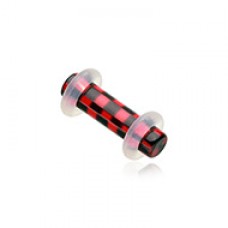 Checker Stripe Acrylic No Flare Ear Gauge Plug