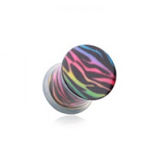 Retro Zebra Acrylic Single Flared Ear Gauge Plug