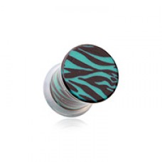 Retro Zebra Acrylic Single Flared Ear Gauge Plug