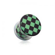 Checker Stripe Acrylic Single Flared Ear Gauge Plug