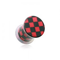 Checker Stripe Acrylic Single Flared Ear Gauge Plug