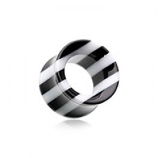Black & White Striped Ear Gauge Tunnel Plug