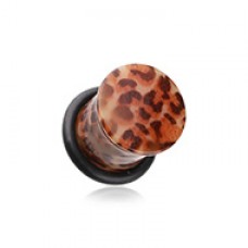 African Tan Leopard Single Flared Ear Gauge Plug