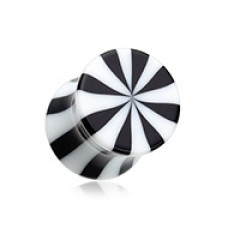 Beach Ball Pinstripe Acrylic Double Flared Ear Gauge Plug