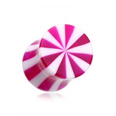 Beach Ball Pinstripe Acrylic Double Flared Ear Gauge Plug