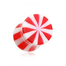 Beach Ball Pinstripe Acrylic Double Flared Ear Gauge Plug