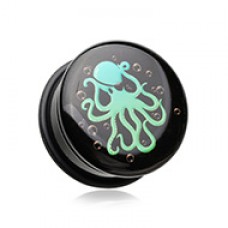 Pirate Octopus Acrylic Logo Single Flared Ear Gauge Plug