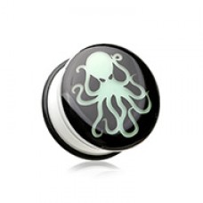 Evil Octopus Acrylic Glow in the Dark Single Flared Ear Gauge Plug