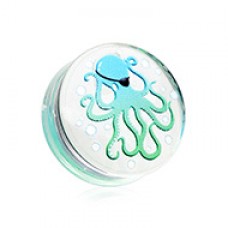 Pirate Octopus Clear UV Double Flared Ear Gauge Plug