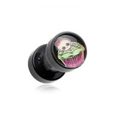 Skullicious Cupcake Acrylic Screw-Fit Ear Gauge Plug