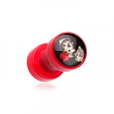 Day of the Dead Prayer Skull Acrylic Screw-Fit Ear Gauge Plug
