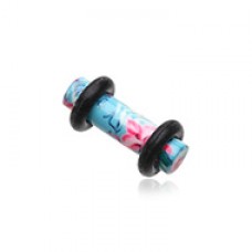 Blue Island Print Acrylic No Flared Ear Gauge Plug