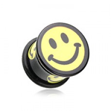 Smiley Face Acrylic Single Flared Ear Gauge Plug