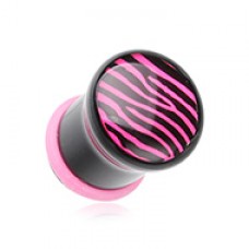 Vibrant Zebra Stripe Acrylic Logo Single Flared Ear Gauge Plug