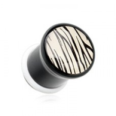 White Bengal Tiger Stripe Acrylic Logo Single Flared Ear Gauge Plug