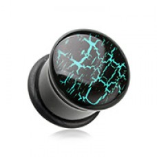 Crackle Paint Acrylic Logo Single Flared Ear Gauge Plug