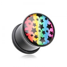 Dark Skies have Rainbows & Stars Acrylic Logo Single Flared Ear Gauge Plug