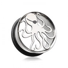 Pirate Octopus Hollow Tunnel Single Flared Ear Gauge Plug