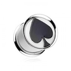 Lucky Spade Steel Double Flared Ear Gauge Plug