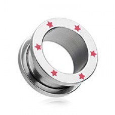 Red Stars Screw-Fit Ear Gauge Tunnel Plug