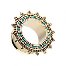Bali Turquoise Sunburst Double Flared Ear Gauge Tunnel Plug
