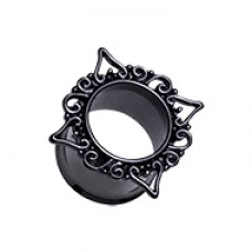 Black Medieval Filigree Double Flared Ear Gauge Tunnel Plug