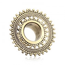 Golden Brass Afghan Filigree Ear Gauge Tunnel Plug