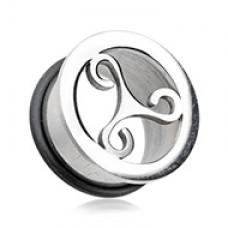 Steel Trinity Swirl Single Flared Ear Gauge Plug