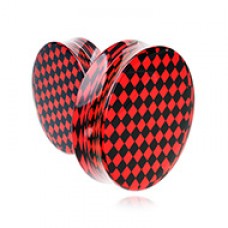 Supersize Classic Checker Inlay Double Flared Ear Gauge Plug