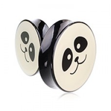 Supersize Panda Facial Double Flared Ear Gauge Plug