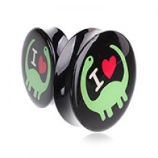 Supersize 'I Heart Dinosaur' Double Flared Ear Gauge Plug