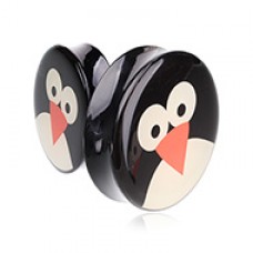 Supersize Cute Penguin Double Flared Ear Gauge Plug